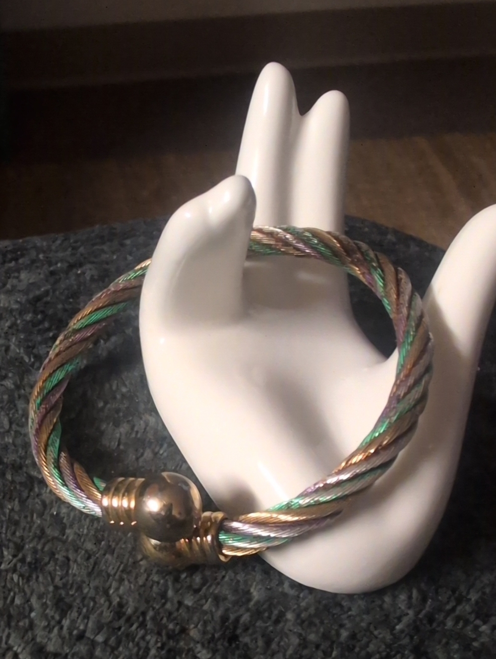 Source Unknown Multicolor Twisted Cable Bracelet with Gold Accents
